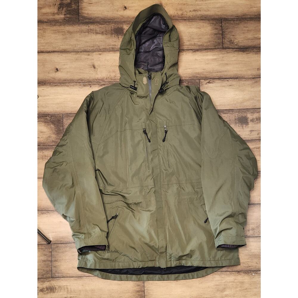 Cabela's 3-in-1 jacket system olive-green outer shell zip-in Lining.
